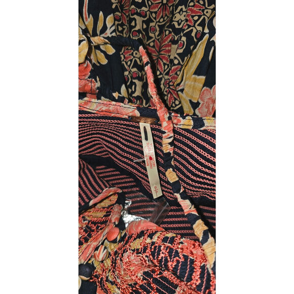 New Free People A New Way Floral Maxi Dress $168 SMALL Navy Combo Smocked - Picture 6 of 6